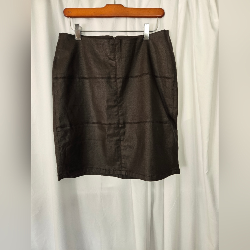 Kut from the Kloth NWT Paneled Coated Chocolate Trendy Fall Mini Skirt Size 10